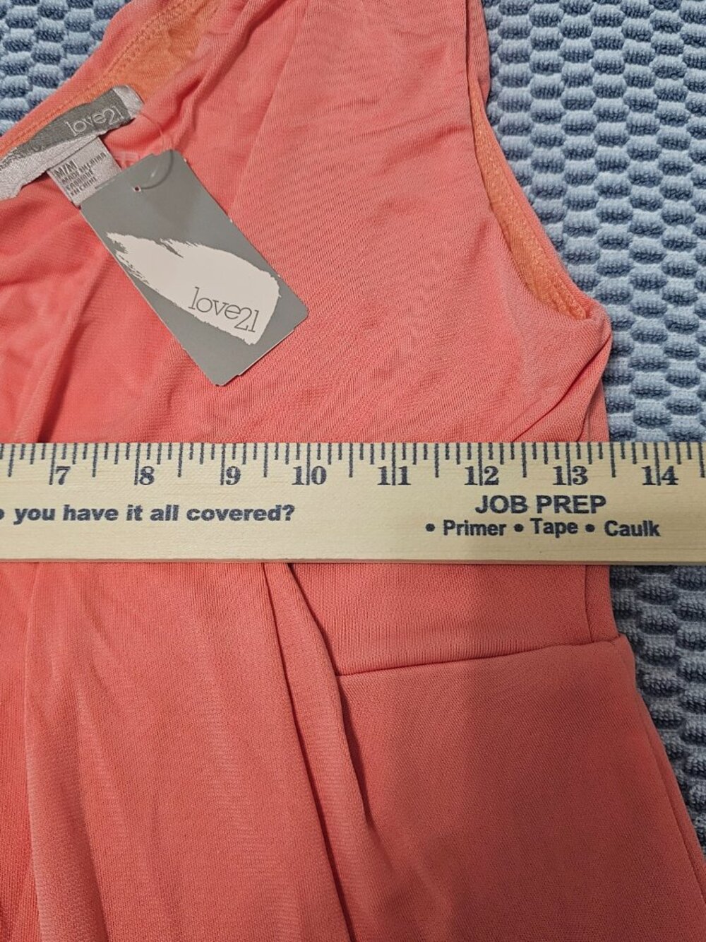 NEW Love21 Asymmetrical One Shoulder Sheer Dress Peach Mini Dress - Size Medium - Picture 5 of 6